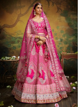 Sensible Sequins Hot Pink Silk A Line Lehenga Choli