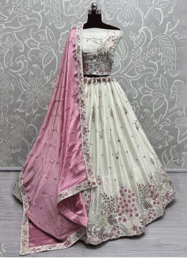 Sequins Silk Designer Lehenga Choli in White