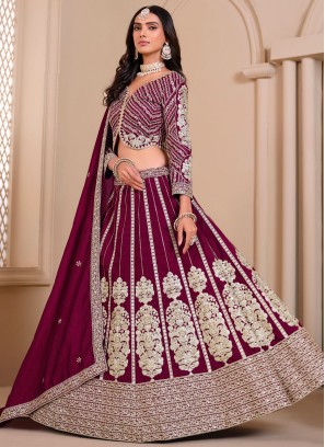 Shimmer Maroon and Rani Zari Lehenga Choli