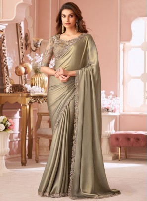 Shimmer Sequins Brown and Grey Trendy Saree