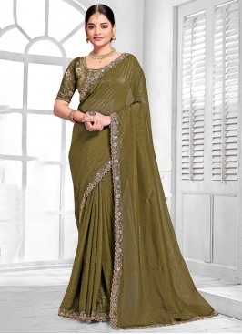 Sightly Cord Silk Green Designer Saree