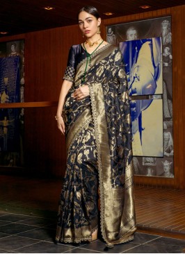 Silk Black Contemporary Saree