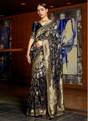 Silk Black Contemporary Saree