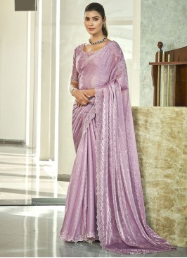 Silk Blend Lavender Cutwork Trendy Saree