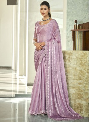 Silk Blend Lavender Cutwork Trendy Saree