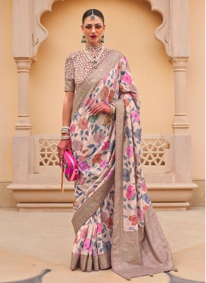 Silk Contemporary Saree in Multi Colour