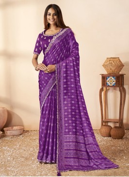Silk Contemporary Saree in Purple