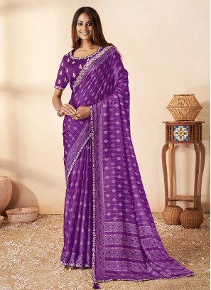 Silk Contemporary Saree in Purple
