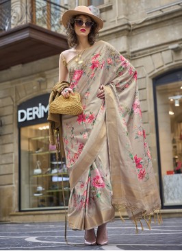 Silk Contemporary Style Saree in Multi Colour