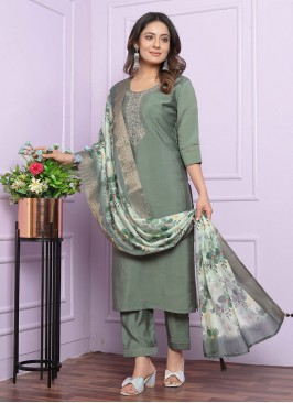 Silk Designer Salwar Kameez in Grey