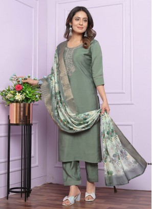 Silk Designer Salwar Kameez in Grey