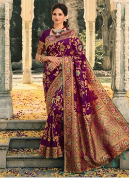Silk Designer Saree in Purple