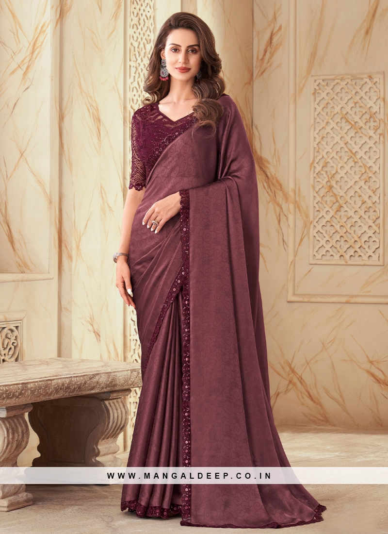 Casual Wear Ladies Wine Chiffon Plain Saree at Rs 7800/piece in Raipur |  ID: 21550644673