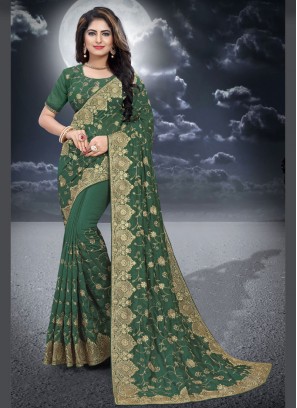 Silk Green Classic Designer Saree
