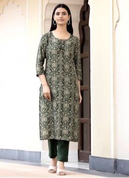 Silk Green Printed Salwar Suit