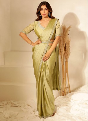 Silk Green Stone Contemporary Saree