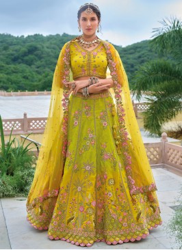 Silk Green Stone Trendy Lehenga Choli