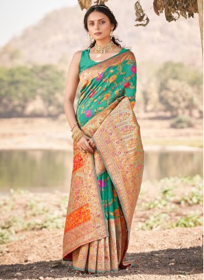 Silk Green Weaving Saree