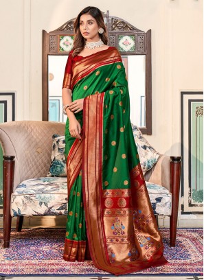 Silk Green Woven Saree