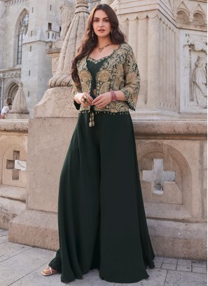 Silk Green Zari Designer Salwar Kameez