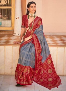 Silk Grey Contemporary Saree