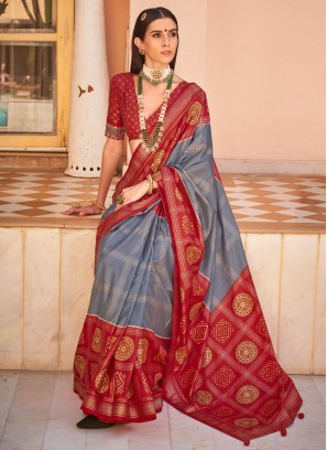 Silk Grey Contemporary Saree