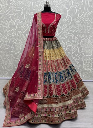 Silk Multi Colour Trendy Lehenga Choli