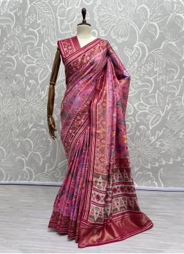 Silk Pink Weaving Trendy Saree