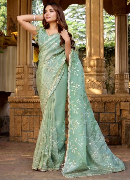 Silk Sea Green Designer Saree