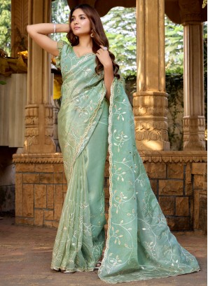 Silk Sea Green Designer Saree