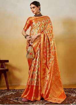 Silk Traditional Saree in Orange