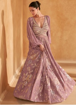 Silk Trendy Gown in Mauve 