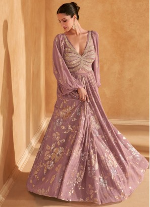 Silk Trendy Gown in Mauve 