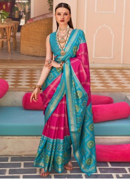 Silk Trendy Saree in Rani