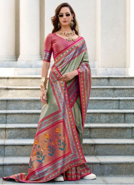 Silk Weaving Grey Contemporary Saree