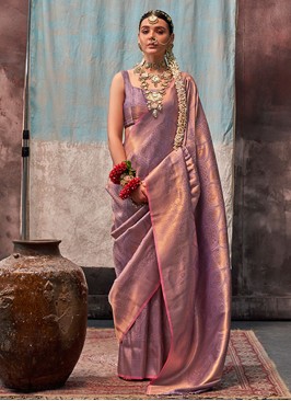 Silk Weaving Trendy Saree in Lavender