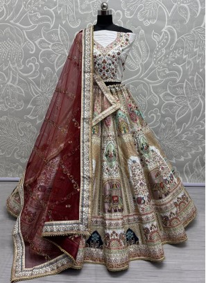 Silk White Trendy Lehenga Choli