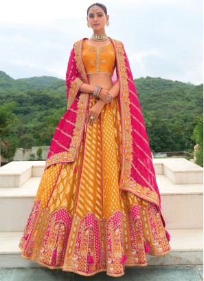 Silk Yellow Trendy Lehenga Choli