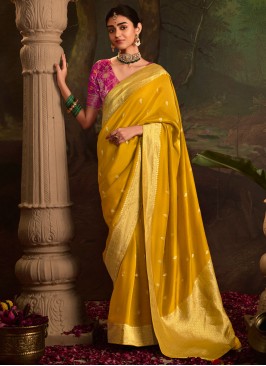 Silk Yellow Weaving Trendy Saree