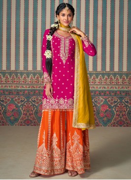 Silk Zari Rani Readymade Salwar Kameez