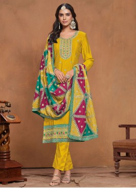 Simplistic Embroidered Chinon Designer Salwar Kameez