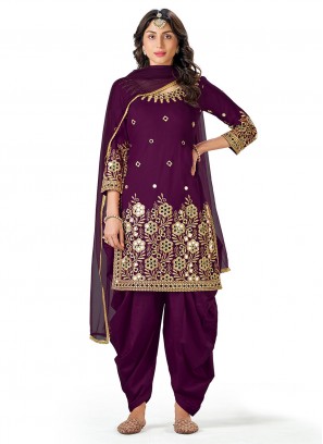 Simplistic Silk Ceremonial Patiala Salwar Suit