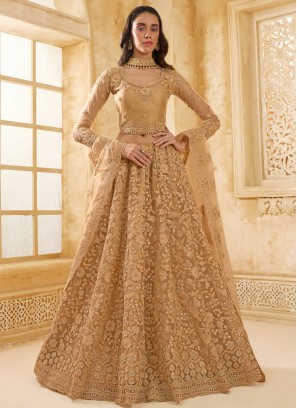 Simplistic Stone Net Brown Trendy Lehenga Choli