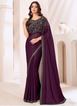 Snazzy Chiffon Purple Designer Saree