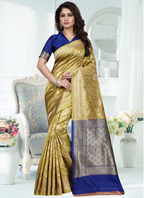 Snazzy Green Festival Traditional Designer Saree