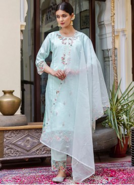 Sonorous Aqua Blue Trendy Salwar Kameez