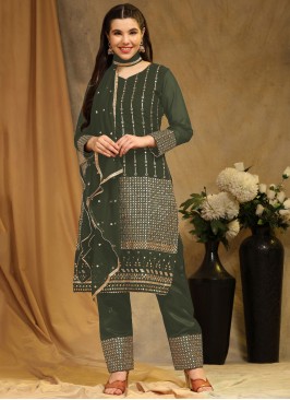 Sonorous Faux Georgette Green Embroidered Pakistan