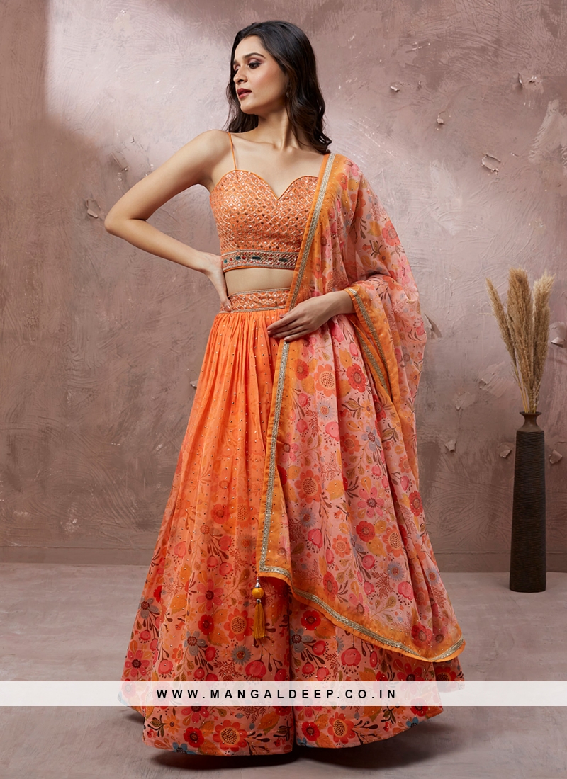 Orange Color Hand-Embroidered Wedding Lehenga – Panache Haute Couture