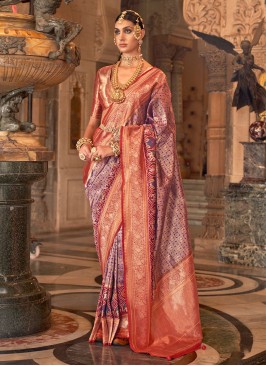 Sophisticated Banarasi Silk Blue Weaving Classic S