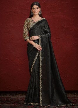 Sophisticated Moti Black Designer Saree